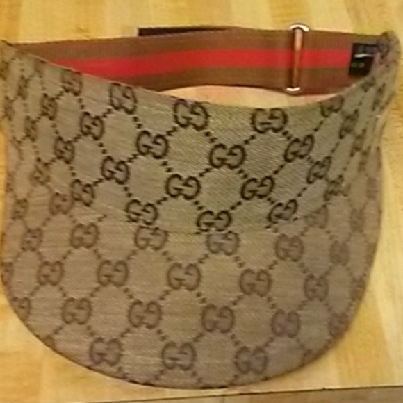 Authentic Gucci Monogram GG Web Sun Visor - Picture 1 of 3